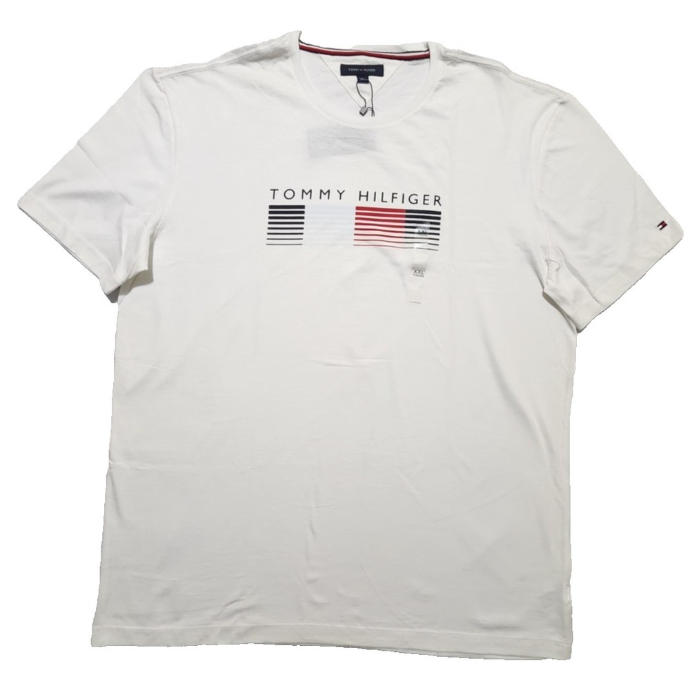 Tommy Hilfiger Men's T-Shirt Short Sleeve Crewneck White Graphic Print Size XXL‎